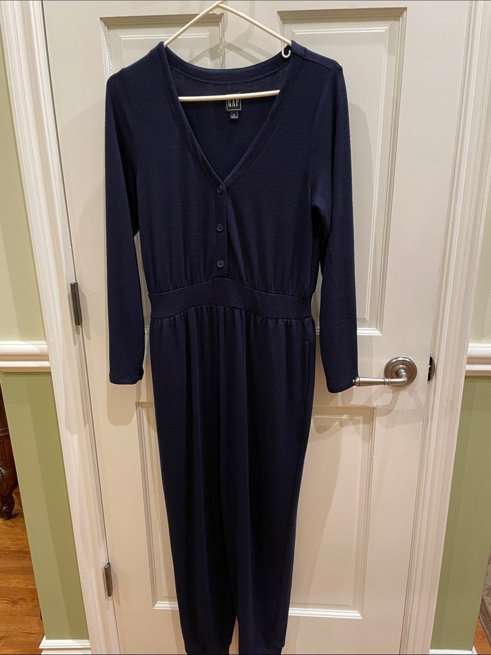 GAP Navy Long Sleeve V-Neck Jumpsuits Size Small